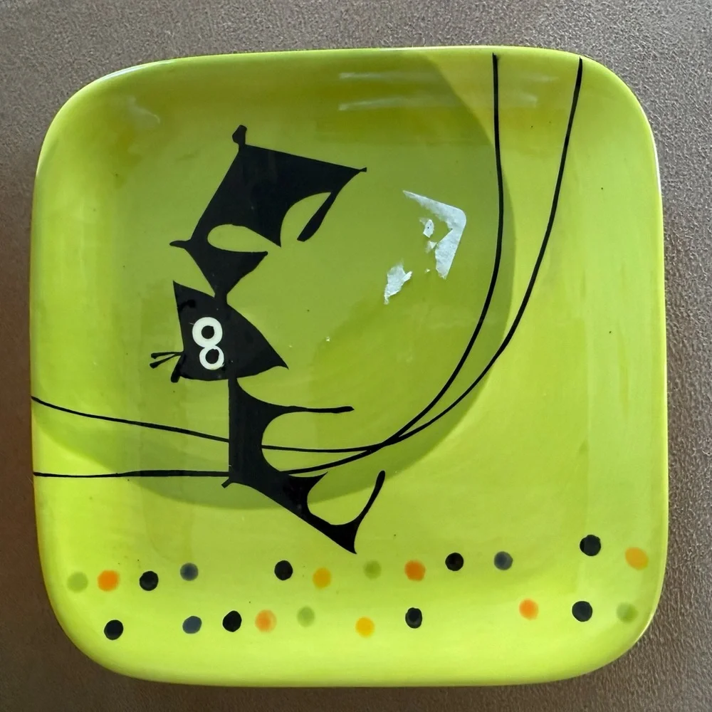 Sur La Table Halloween Cat and Bat Plates - Black, Orange, Green